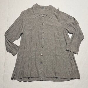 CP SHADES Women's Jacquard Textured Floral Print Gray Button-Up Oversized Blouse